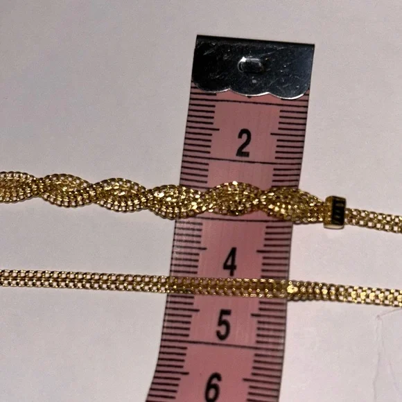NEW SOLID 10K YG Necklace Yellow Gold Double Curb Link Braided Design Chain 10k - Picture 7 of 15